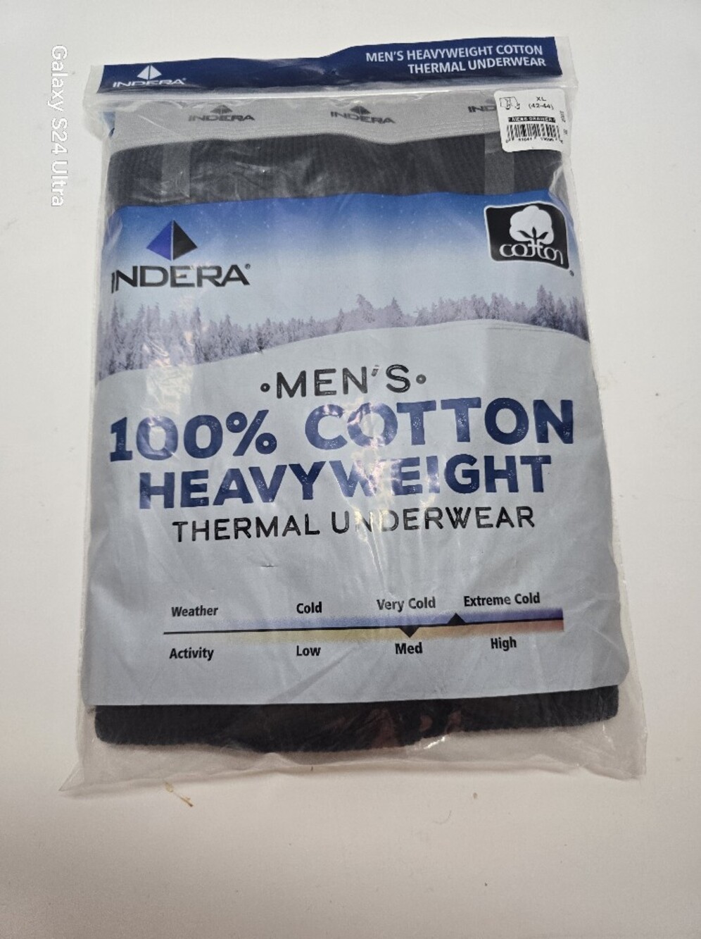 Indera Men's 100% Cotton Heavyweight Thermal Underwear - Black